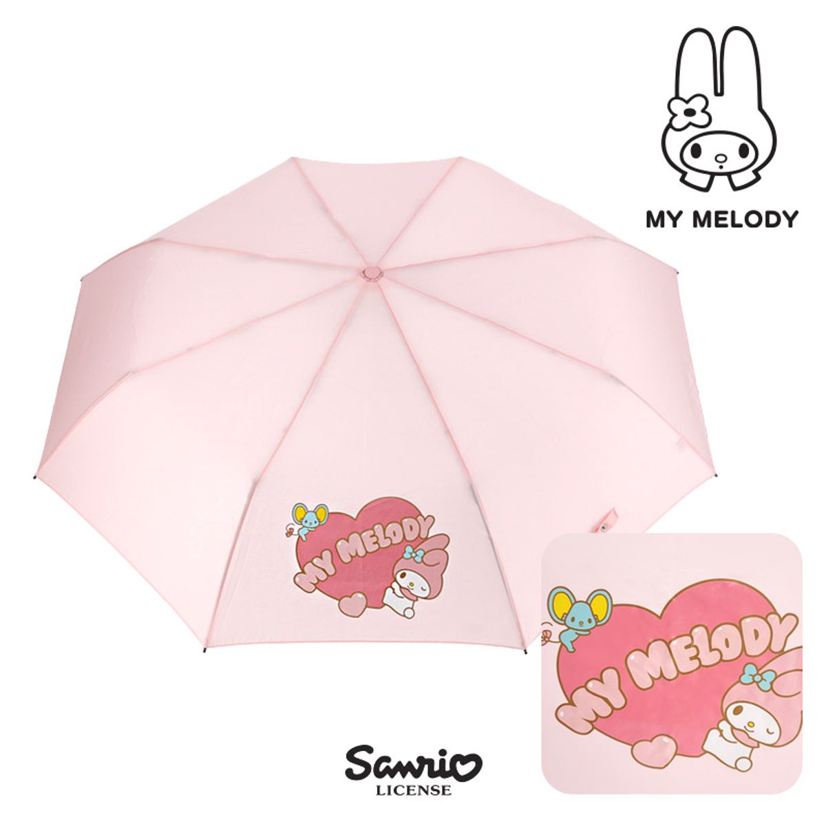 산리오 캐릭터즈(SANRIO CHARACTERS) 마이멜로디 55 하트 3단우산 LUHKU30012