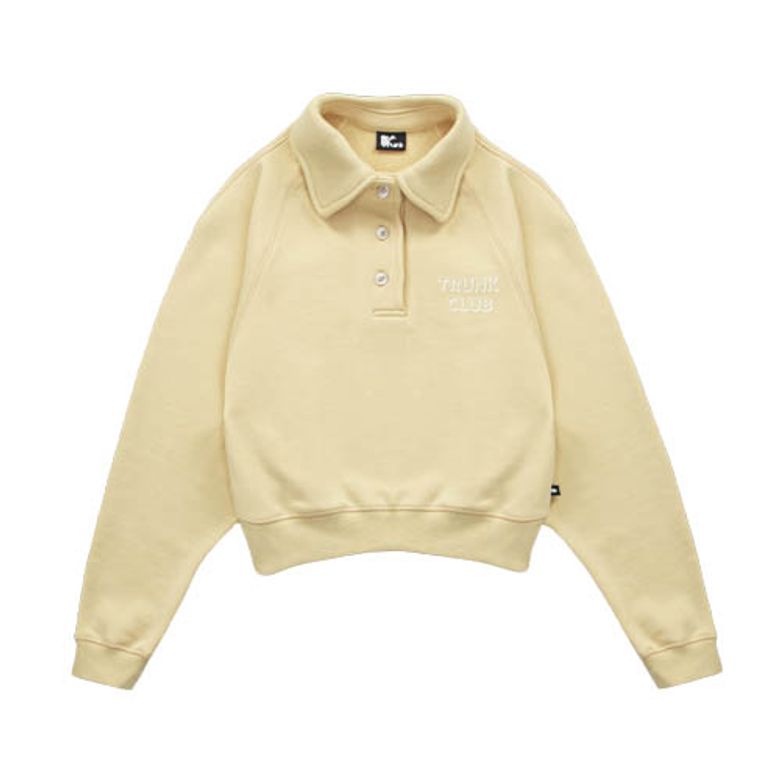 TRUNK Pharmacy Cropped Polo Sweatshirt (Beige)