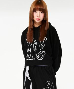 TEETH SWEAT CROP HOODIE (BLACK)