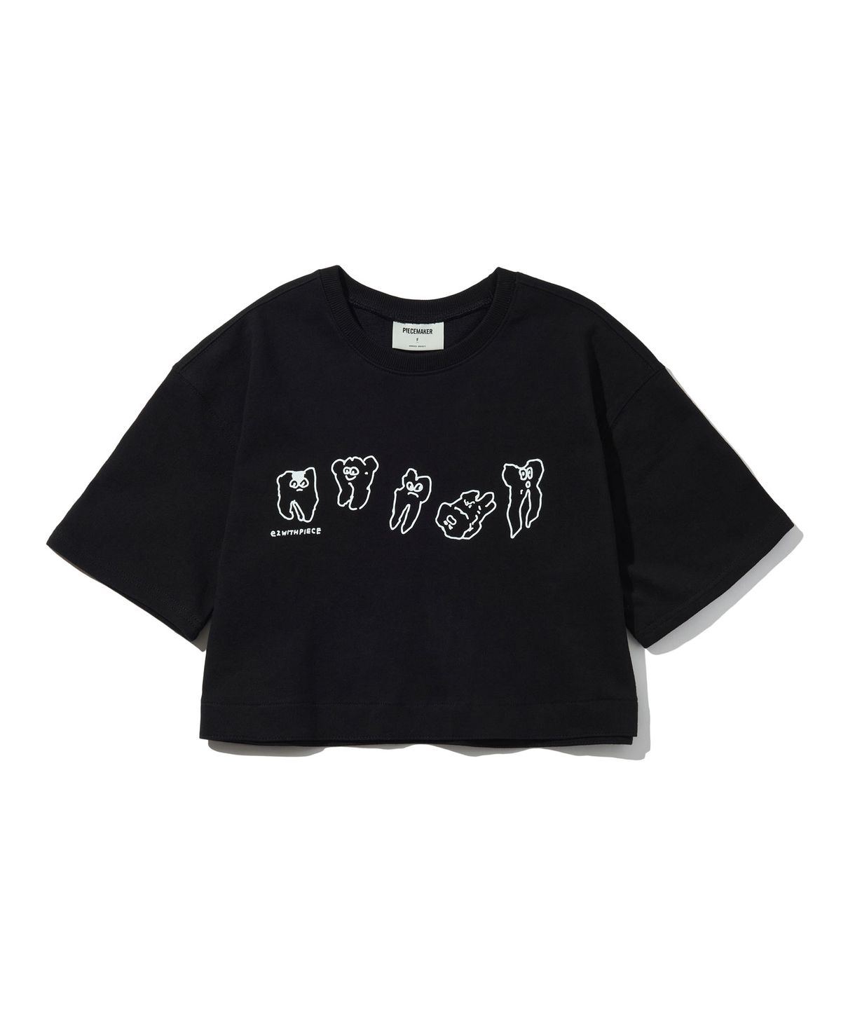 피스메이커(PIECE MAKER) TEETH SWEAT CROP TEE (BLACK)