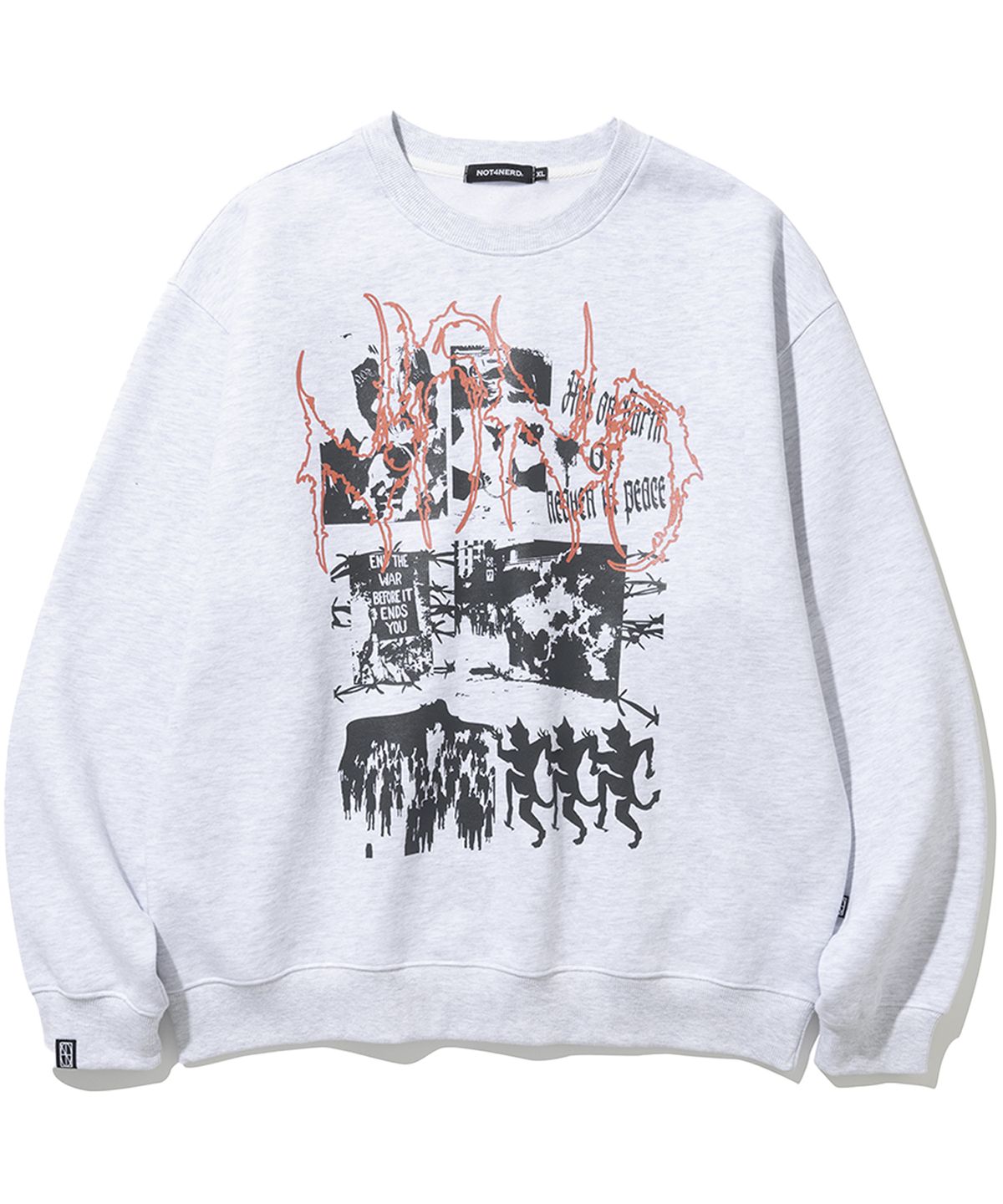 낫포너드(NOT4NERD) Peace Cartoon Crewneck - Grey
