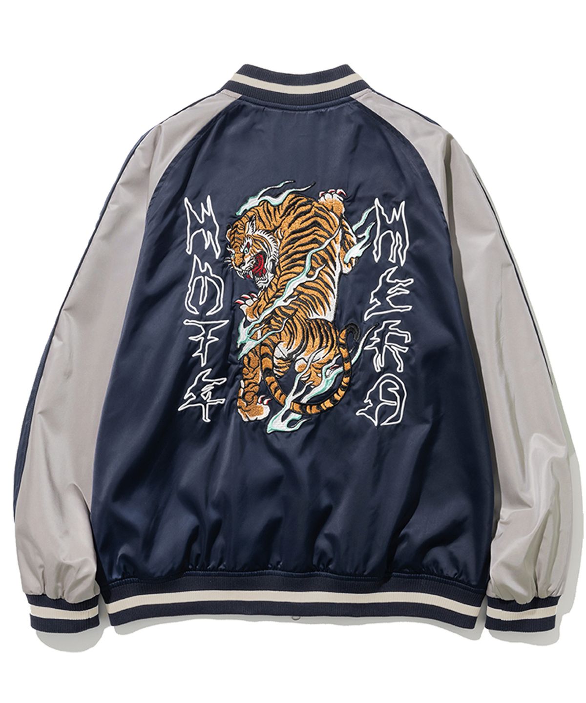 낫포너드(NOT4NERD) Tiger Satin Blouson Jacket - Navy