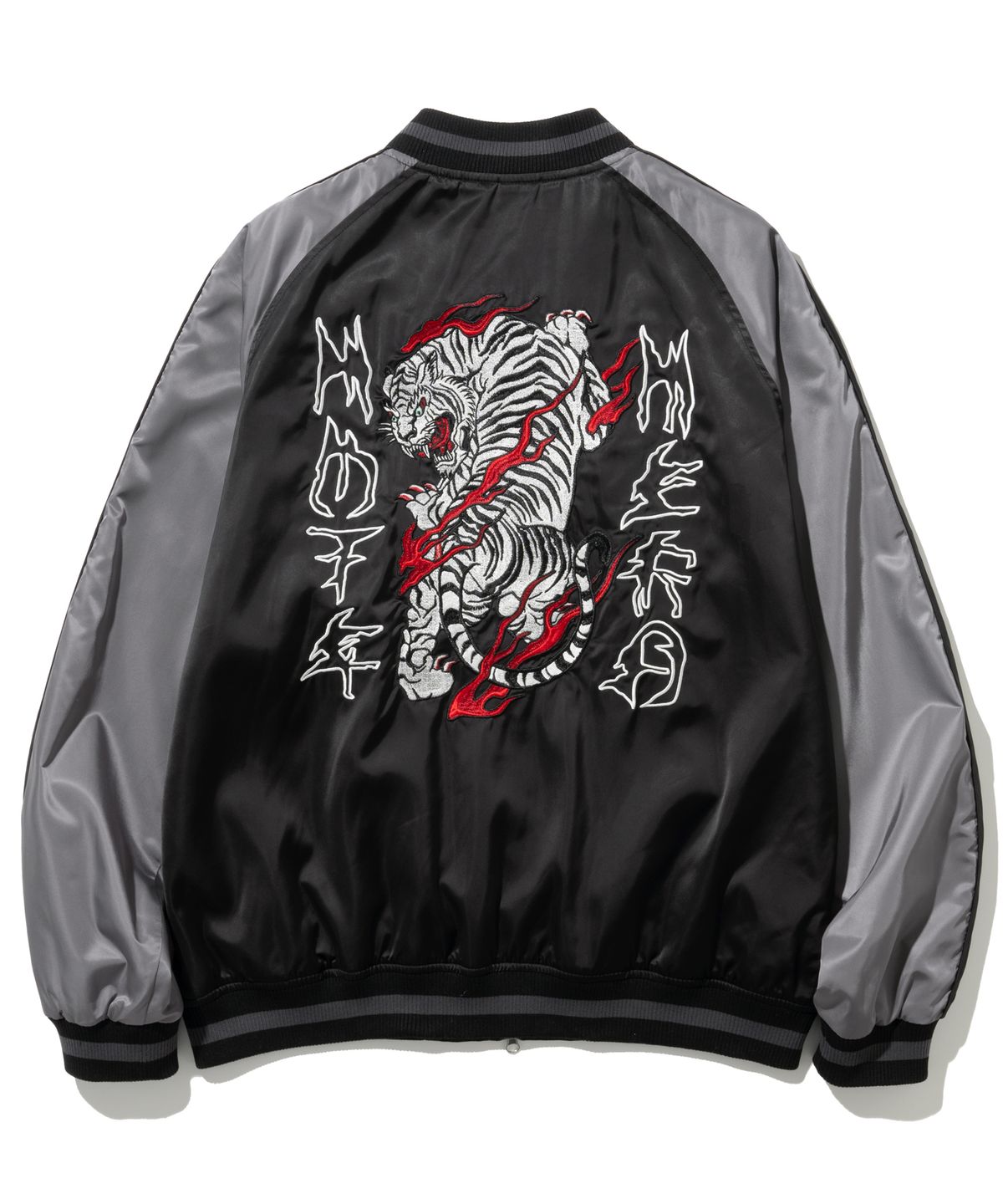낫포너드(NOT4NERD) Tiger Satin Blouson Jacket - Black