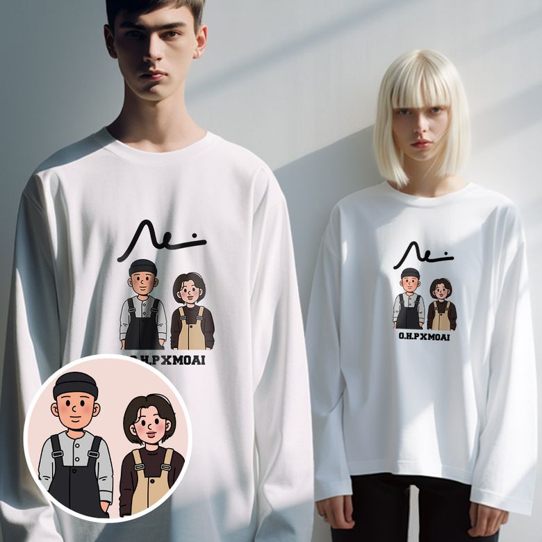 OHP X MOAI 커플 베이직 긴팔티셔츠