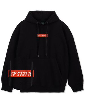 에이피 스튜디오 오버핏 와이드 숄더 후디_블랙