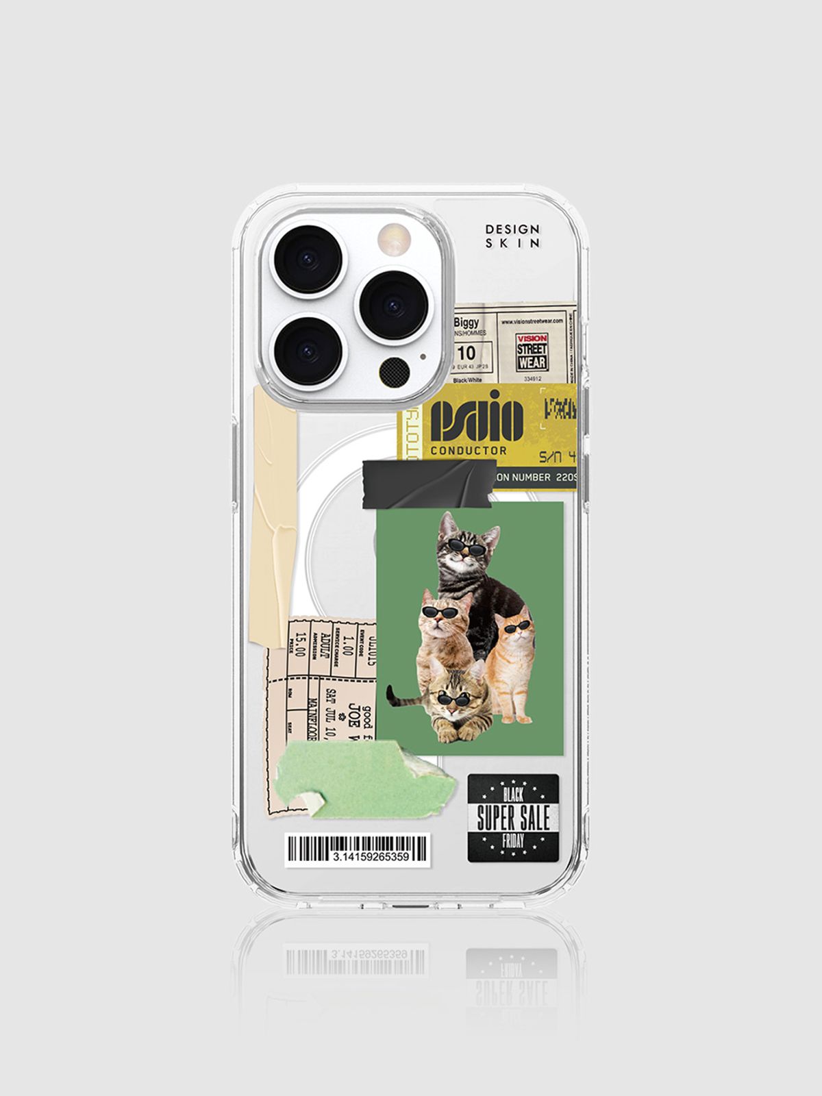 디자인스킨(DESIGNSKIN) 맥세이프 클리어 그래픽 케이스-힙캣패밀리