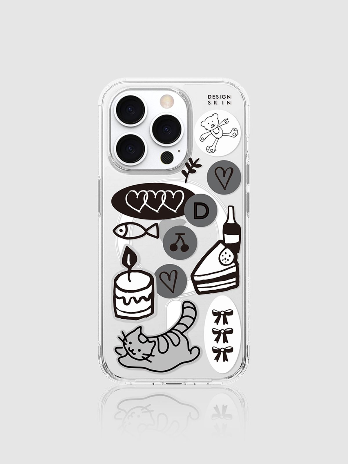 디자인스킨(DESIGNSKIN) 맥세이프 클리어 그래픽 케이스-캣앤러브