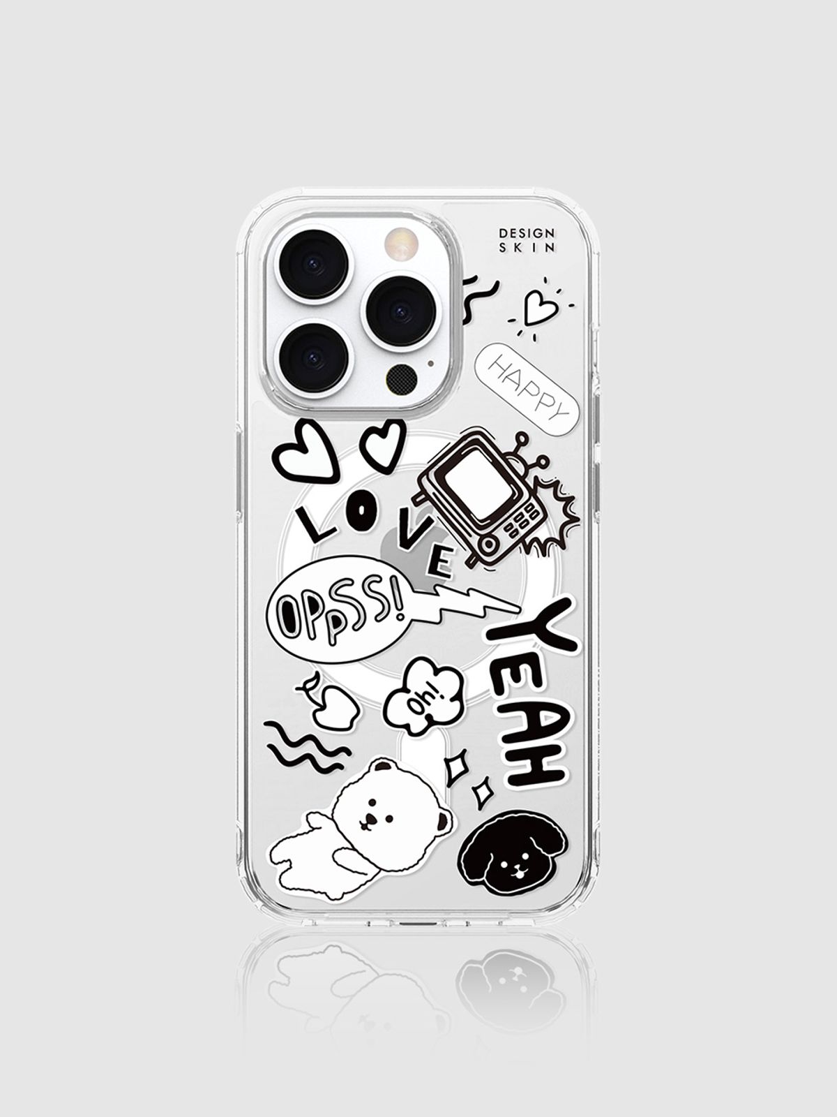 디자인스킨(DESIGNSKIN) 맥세이프 클리어 그래픽 케이스-낙서곰
