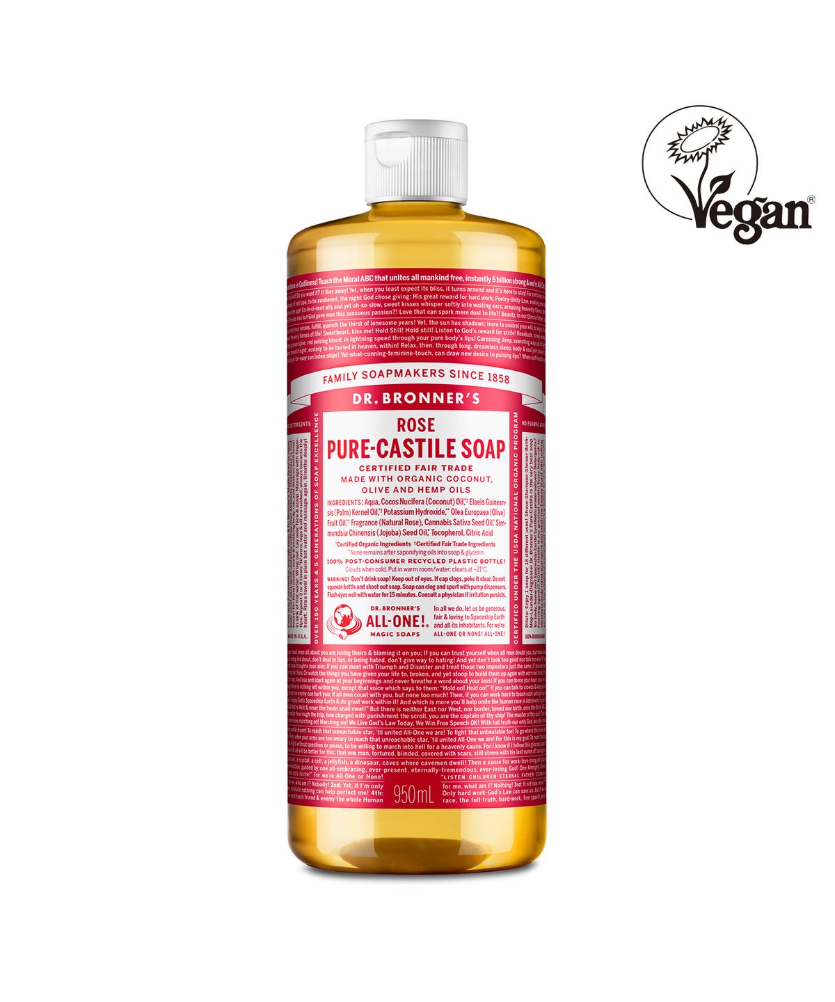 닥터 브로너스(DR.BRONNER'S) [페이스&바디클렌저]로즈 퓨어 캐스틸 솝 950ml