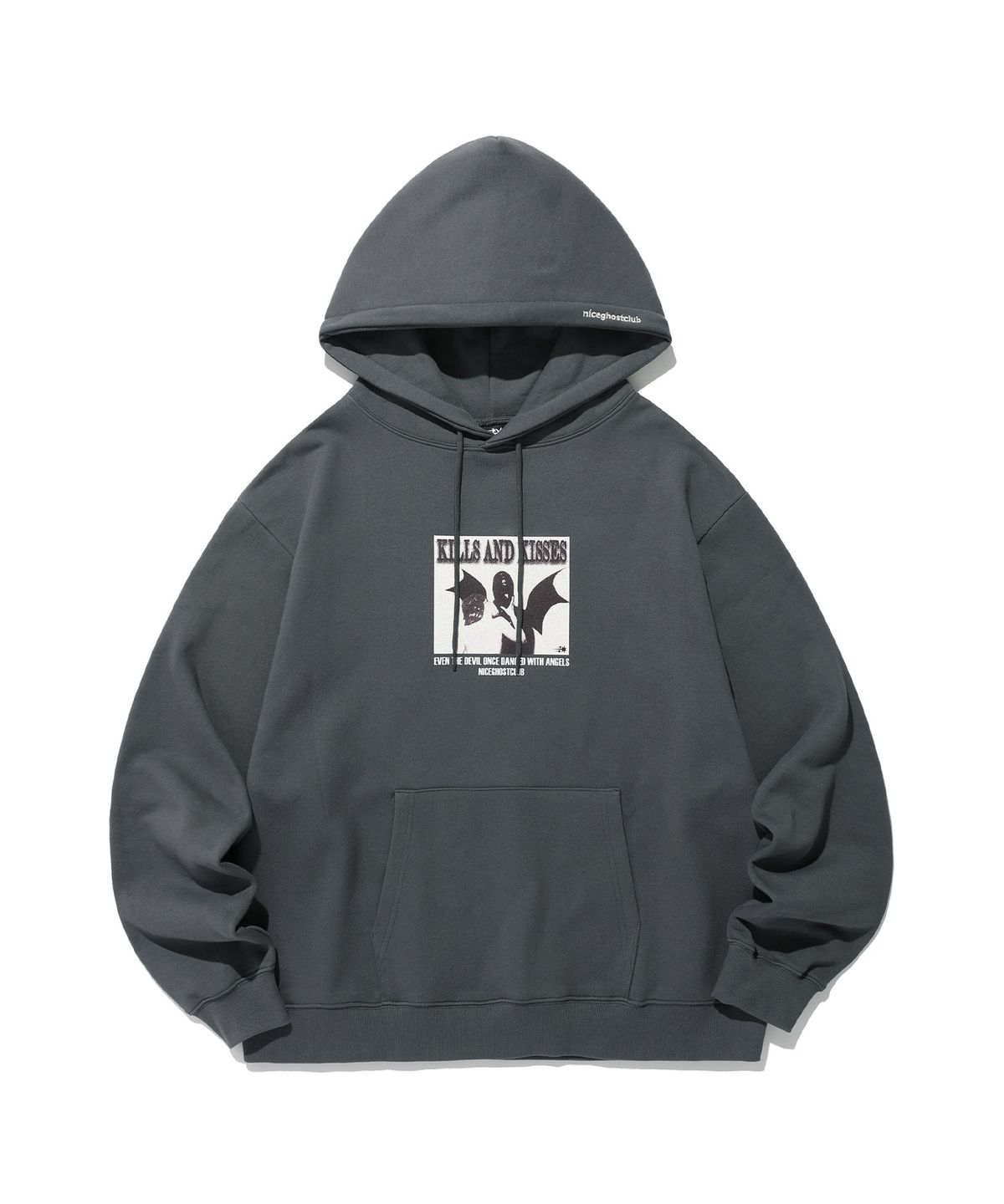 나이스고스트클럽(NICEGHOSTCLUB) KILLS AND KISSES HOODIE_CHARCOAL(NG2ESUM415A)