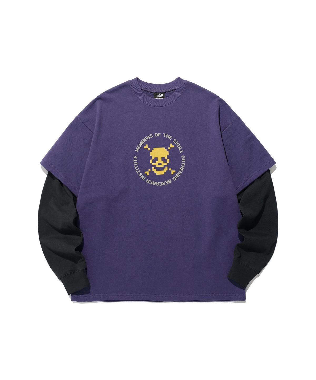 나이스고스트클럽(NICEGHOSTCLUB) PIXEL SKELETON LAYERED SWEATSHIRTS_PURPLE(NG2ESUM441A)