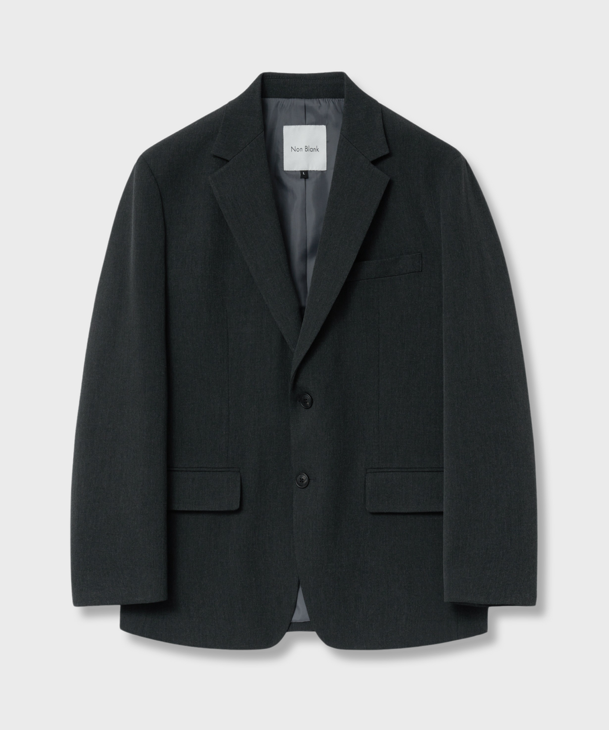 넌블랭크(NONBLANK) [현킴] 세미 오버 핏 블레이저_CHARCOAL GREY
