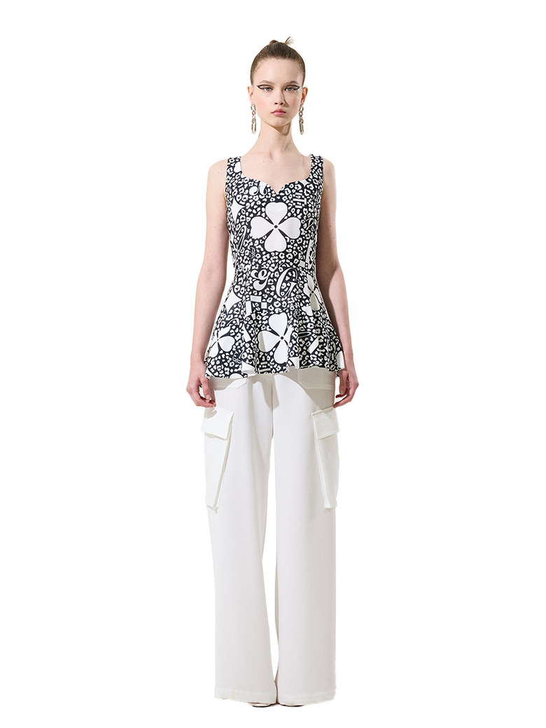 White Clover 01 White Clover print A-Line Bustier