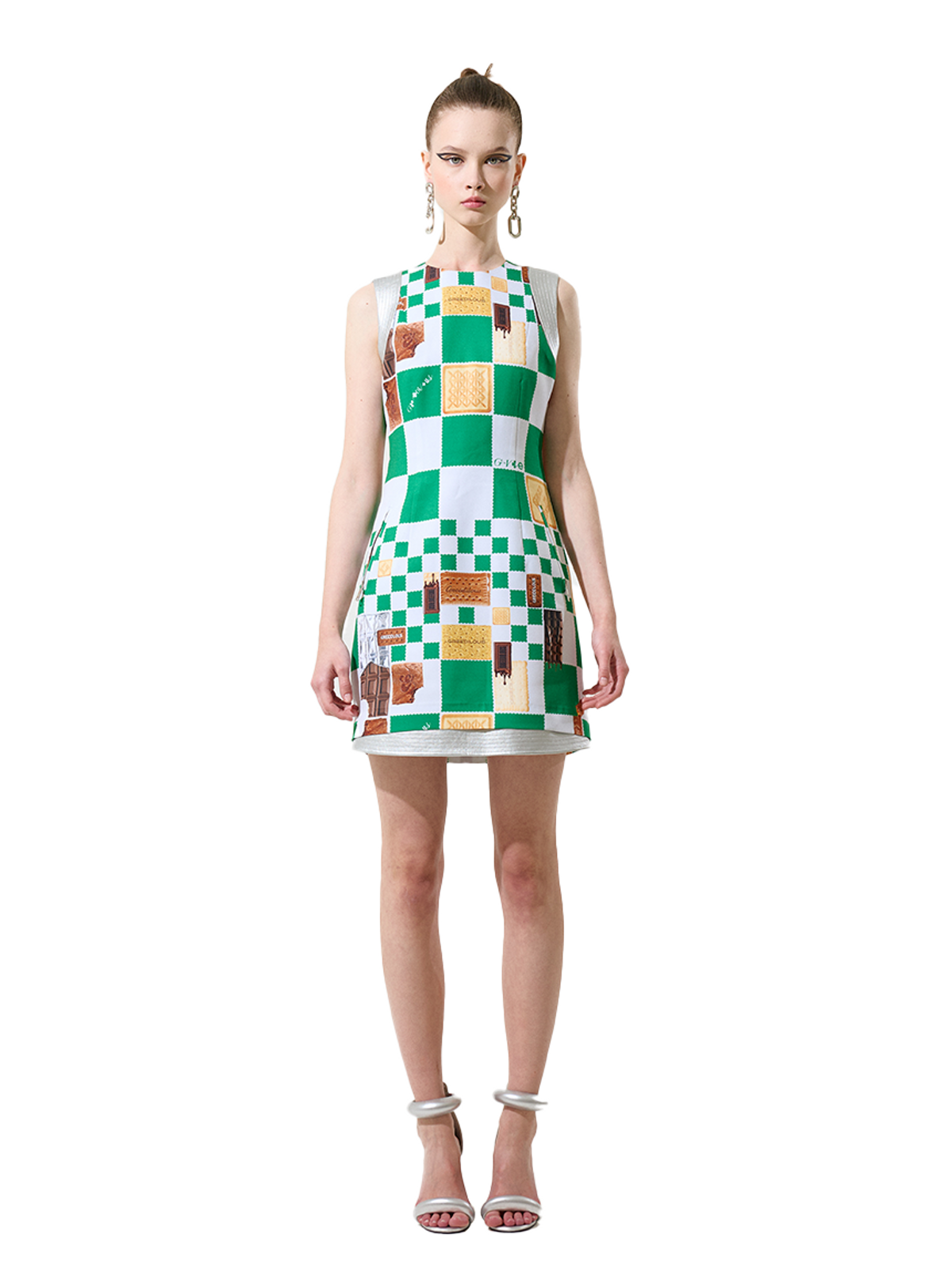 그리디어스(GREEDILOUS) Green Biscuit Check Pattern Sleeveless Mini Dress