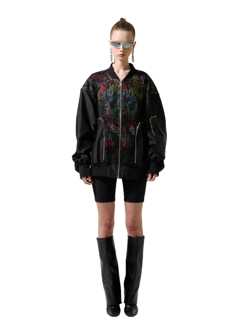Mesh Mix-Match Point Bomber Jacket