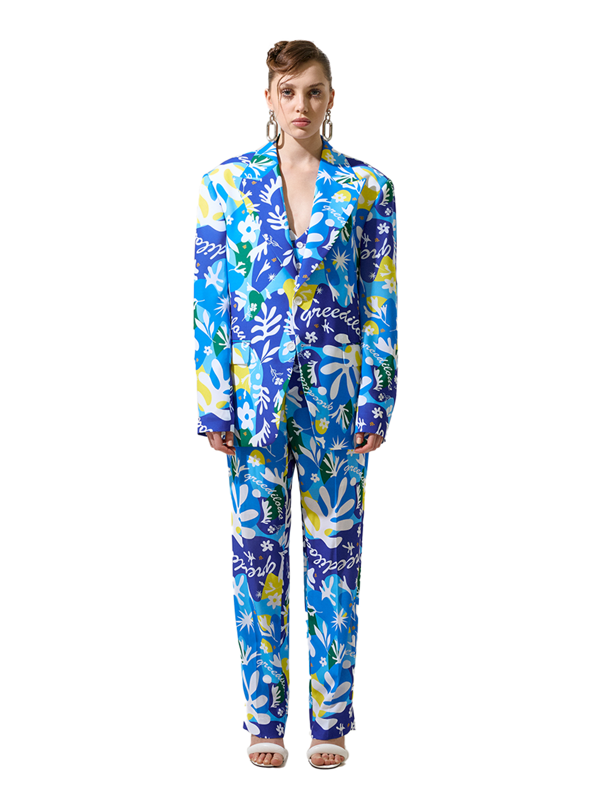 그리디어스(GREEDILOUS) Blue Cut Out Print Blazer