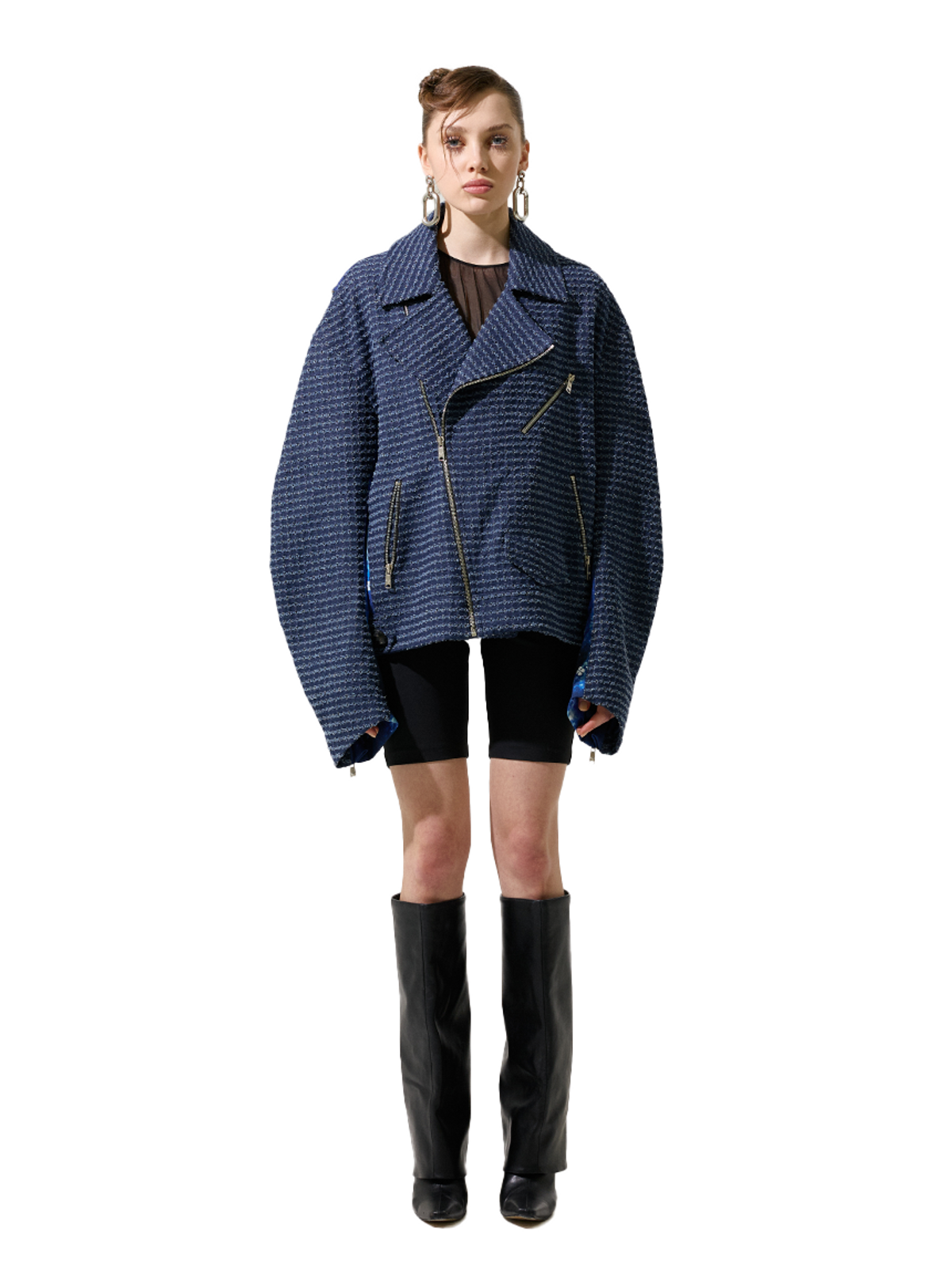 그리디어스(GREEDILOUS) Utopia Back Printing Tweed Rider Jacket