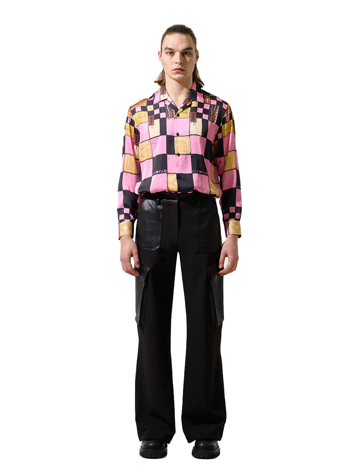 그리디어스(GREEDILOUS) Pink Biscuit Check Pattern Collar Blouse