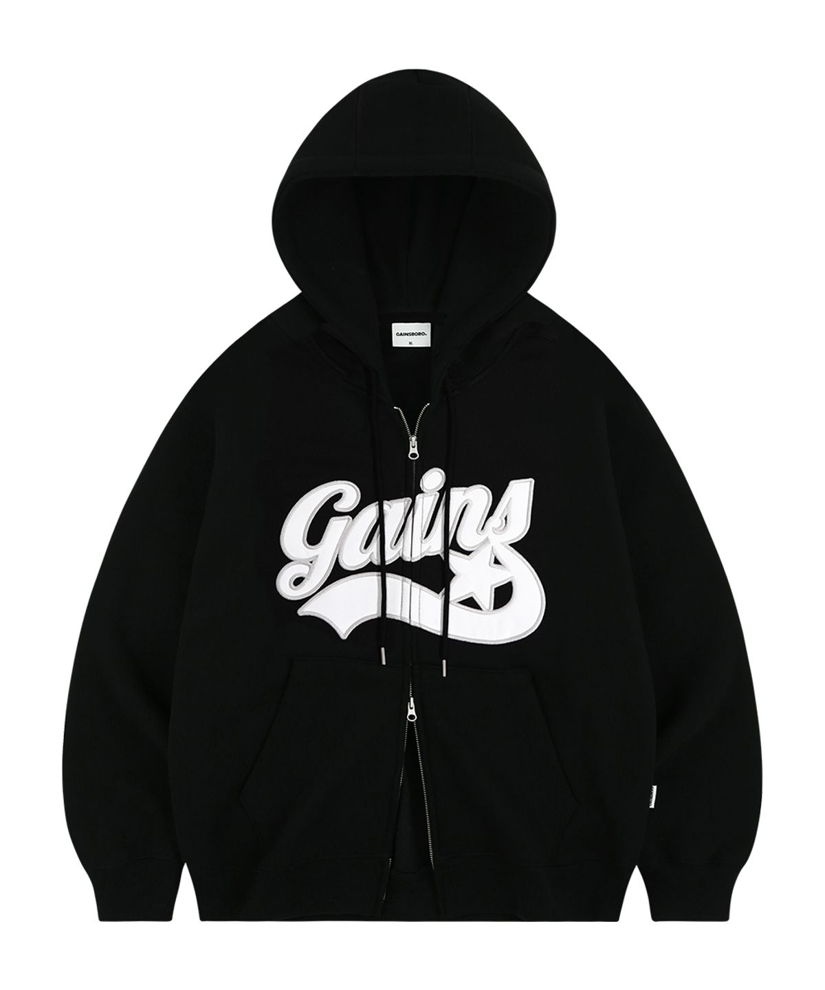 게인스보로(GAINSBORO) 아플리케 스타로고 후드집업_블랙