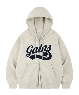 아플리케 스타로고 후드집업_오트밀