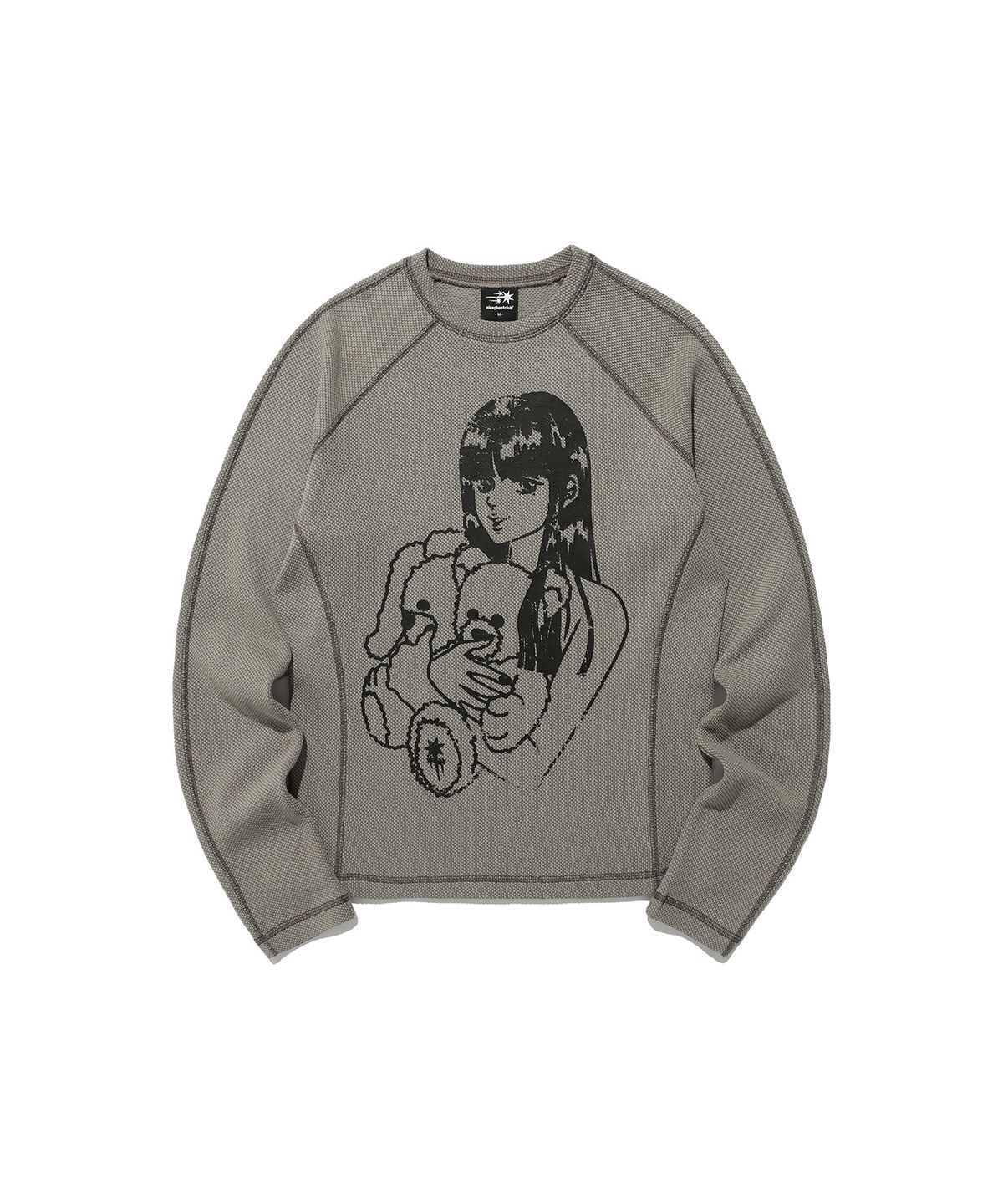나이스고스트클럽(NICEGHOSTCLUB) DOLL AND THE GIRL WAFFLE L/S TEE_BEIGE(NG2ESUT550A)