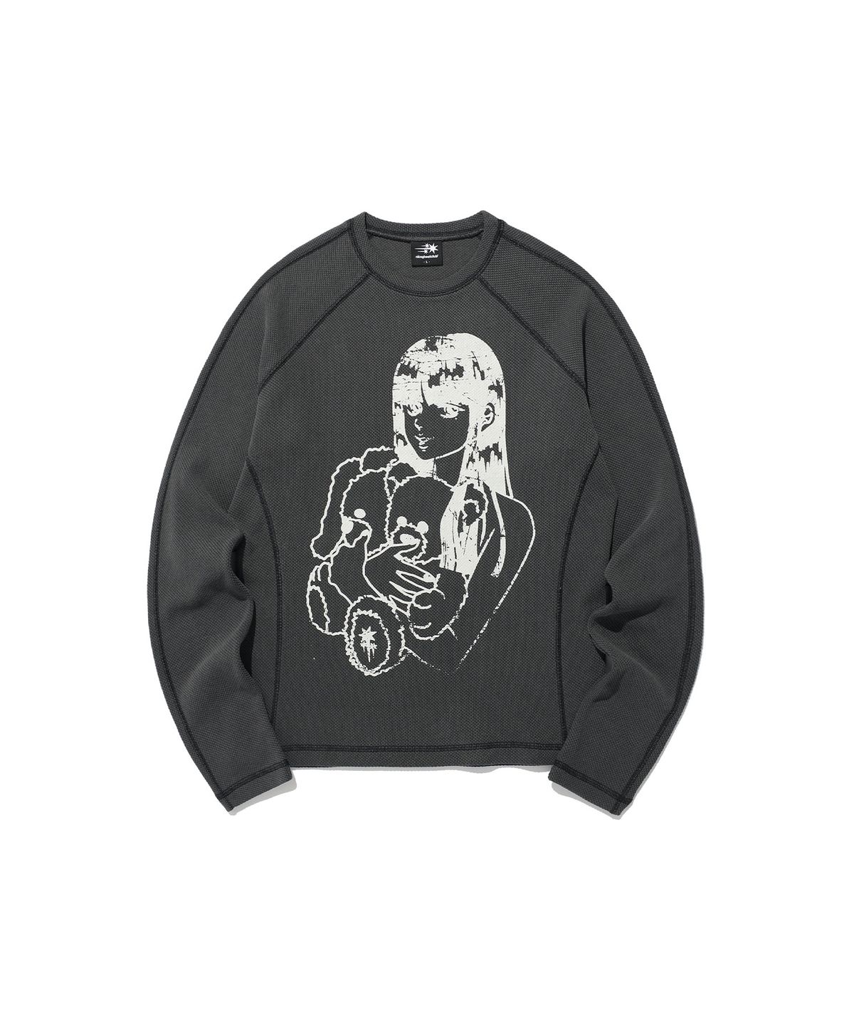 나이스고스트클럽(NICEGHOSTCLUB) DOLL AND THE GIRL WAFFLE L/S TEE_CHARCOAL(NG2ESUT550A)