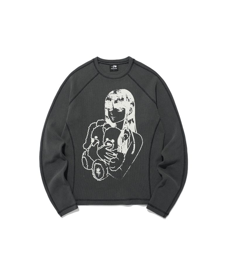 DOLL AND THE GIRL WAFFLE L/S TEE_CHARCOAL(NG2ESUT550A)