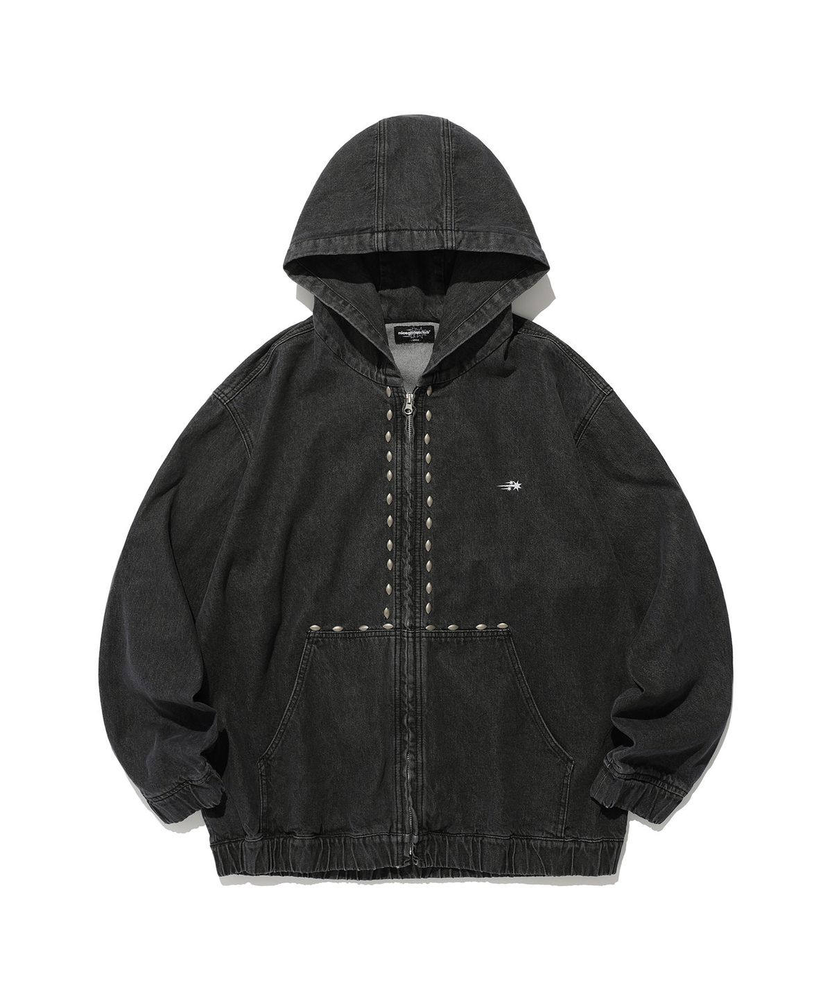 나이스고스트클럽(NICEGHOSTCLUB) STUD DENIM HOODIE JACKET_BLACK(NG2ESUD110A)