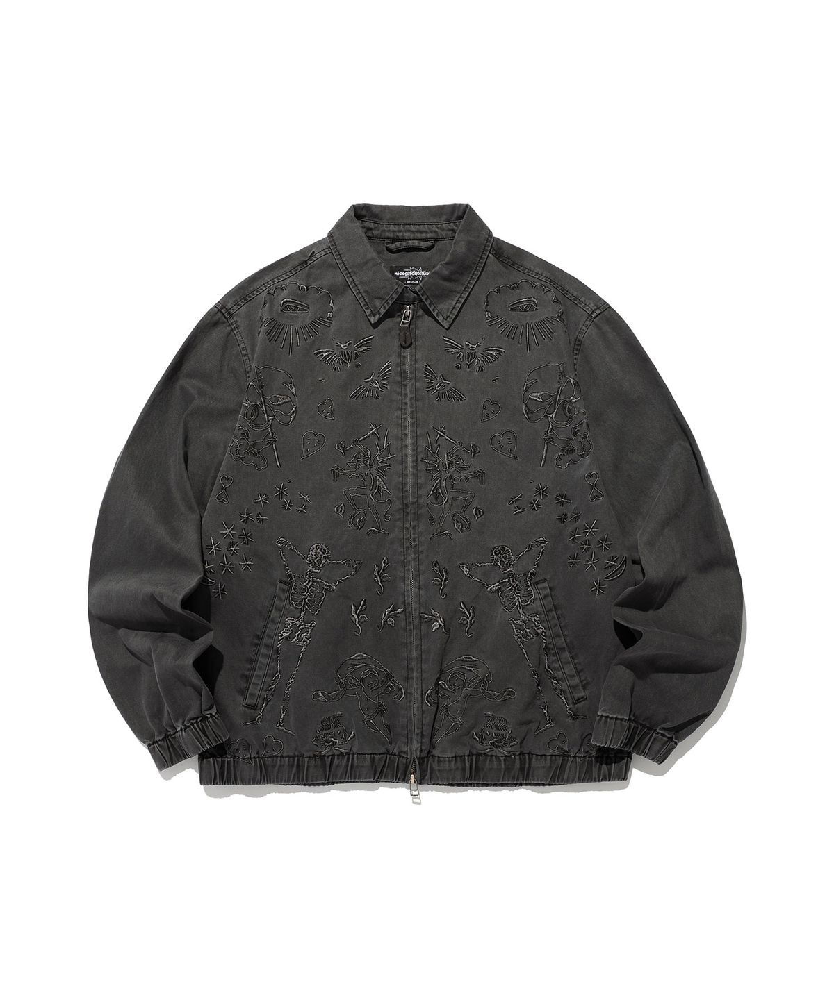 나이스고스트클럽(NICEGHOSTCLUB) TATTOO HARRINGTON DYED JACKET_BLACK(NG2ESUJ201A)