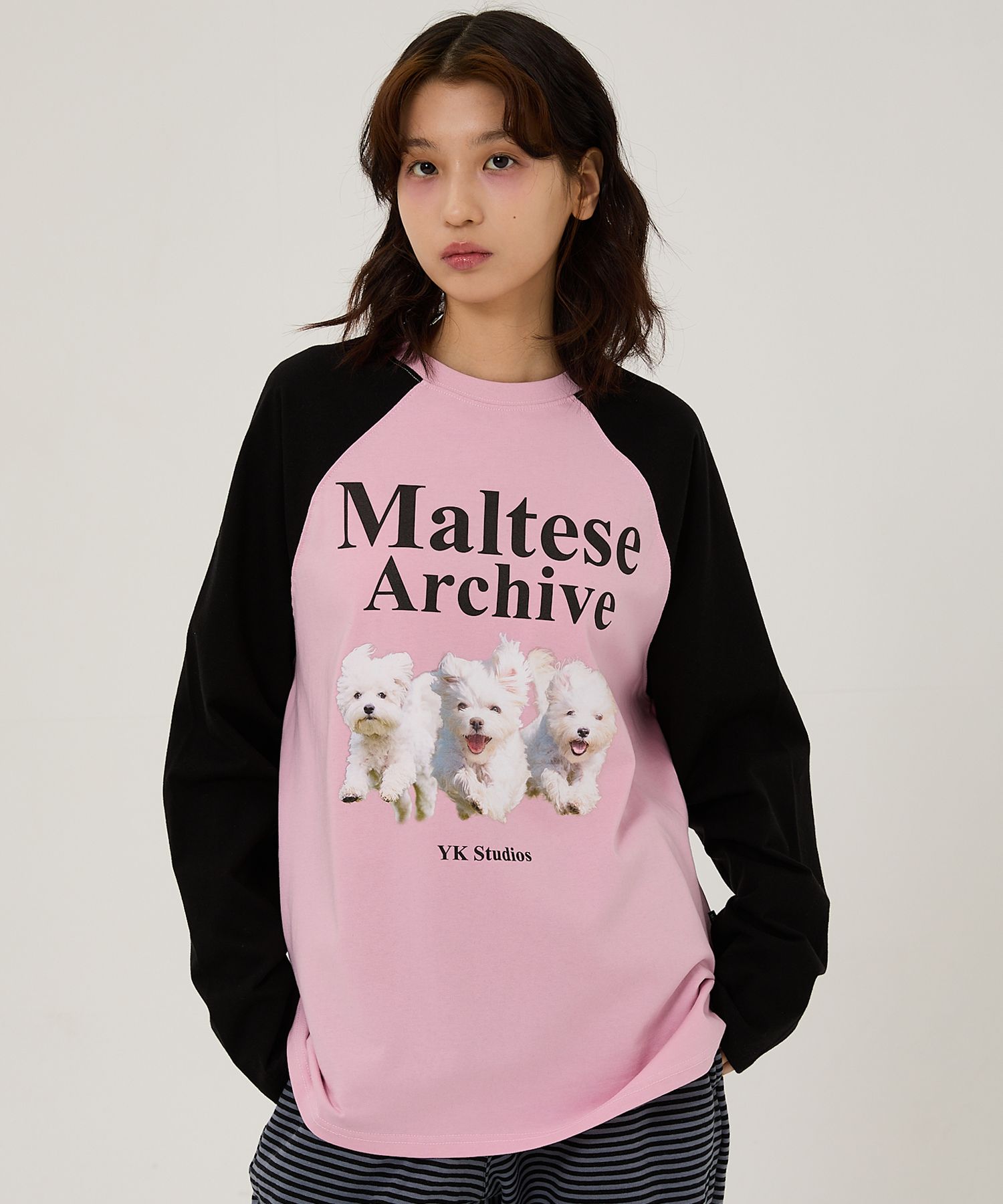 ★Wai Kei★ Maltese Archives Raglan Long Sleeve T-Shirt Pink MUSINSA | WAI KEI Maltese Archives Raglan Long Sleeve T