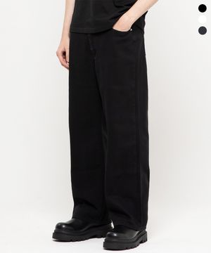 논페이드 베이직 세미 와이드 코튼 데님팬츠[블랙]