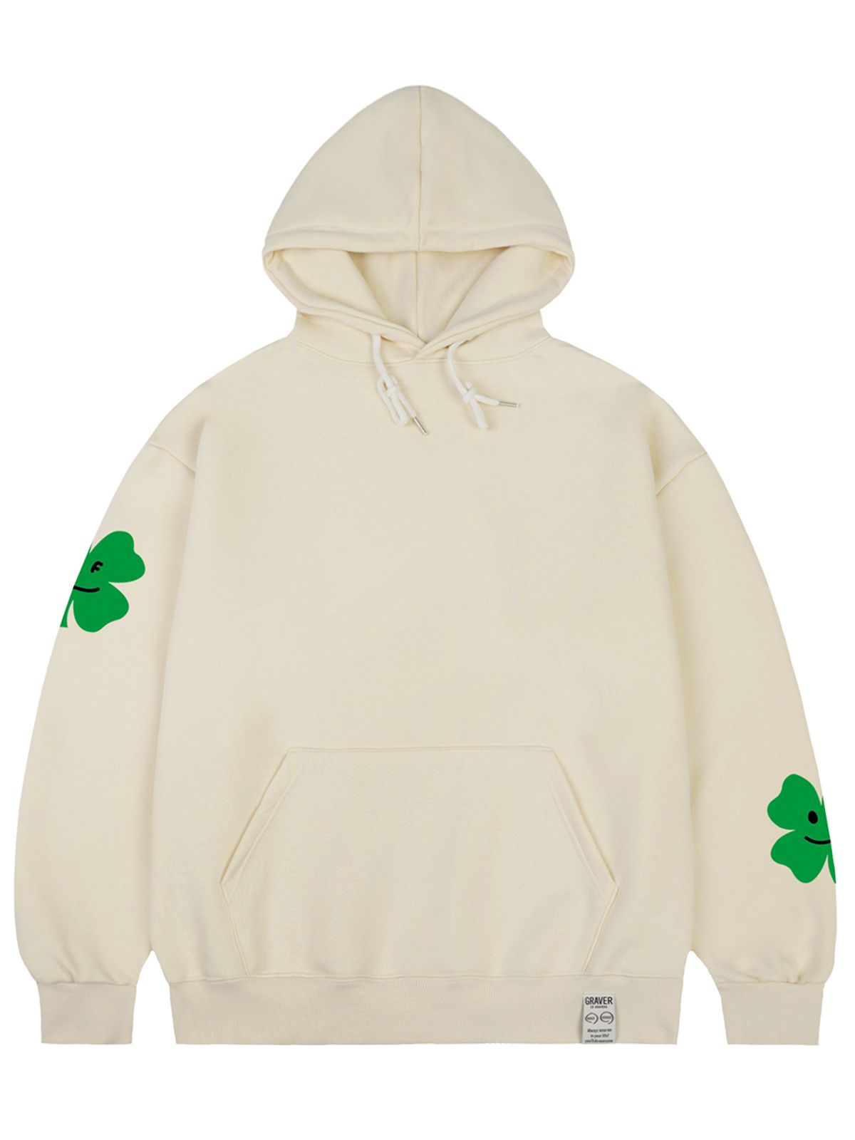 그레이버(GRAVER) [UNISEX]멀티 클로버 스마일 드로잉 후드티_크림
