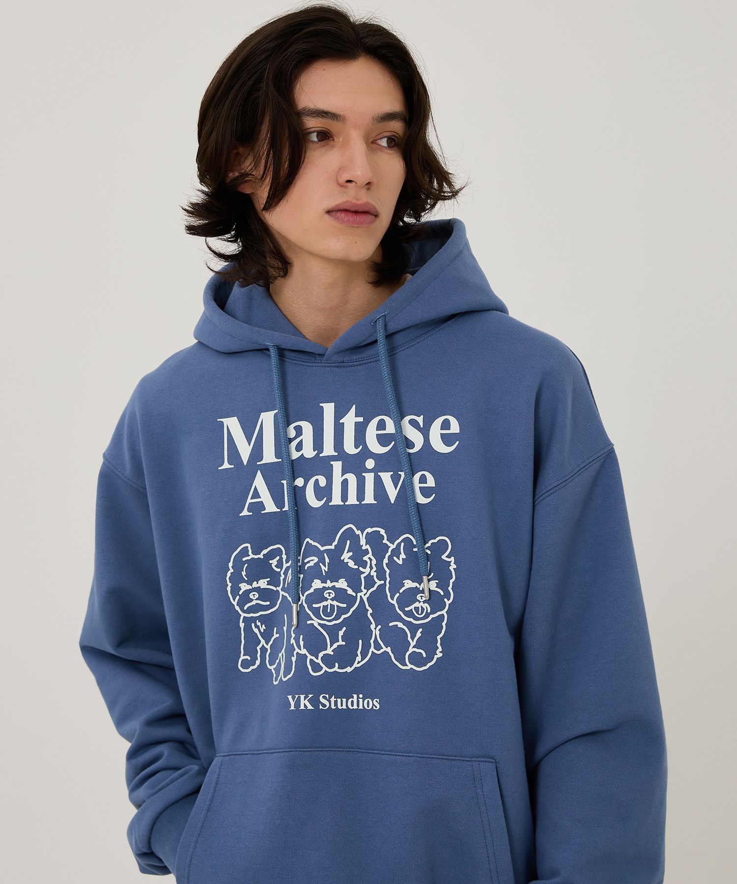 パーカー・フーディ Wai Kei Maltese Archive Line Graphic Hoodie Dust Blue MUSINSA | WAI KEI Maltese Archive Line Graphic Hooded