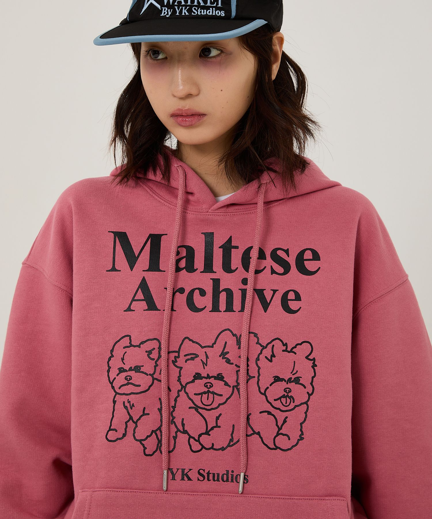 ★Wai Kei★ Maltese Archive Line Graphic Hoodie Dust Blue YK MUSINSA | WAI KEI Maltese archive line graphic hooded