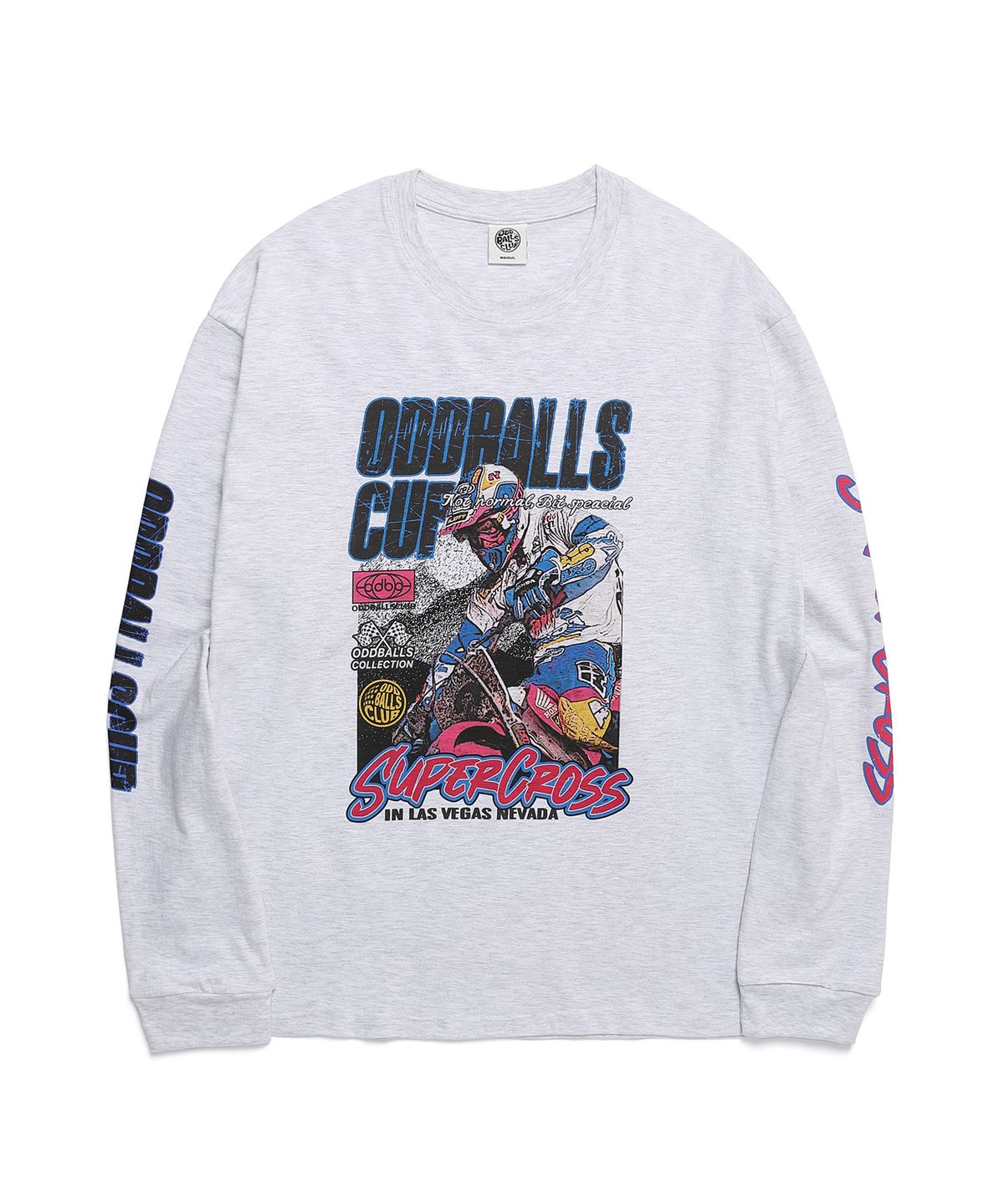 오드볼스클럽(ODDBALLS CLUB) ODBC 슈퍼크로스 롱슬리브 화이트 멜란지