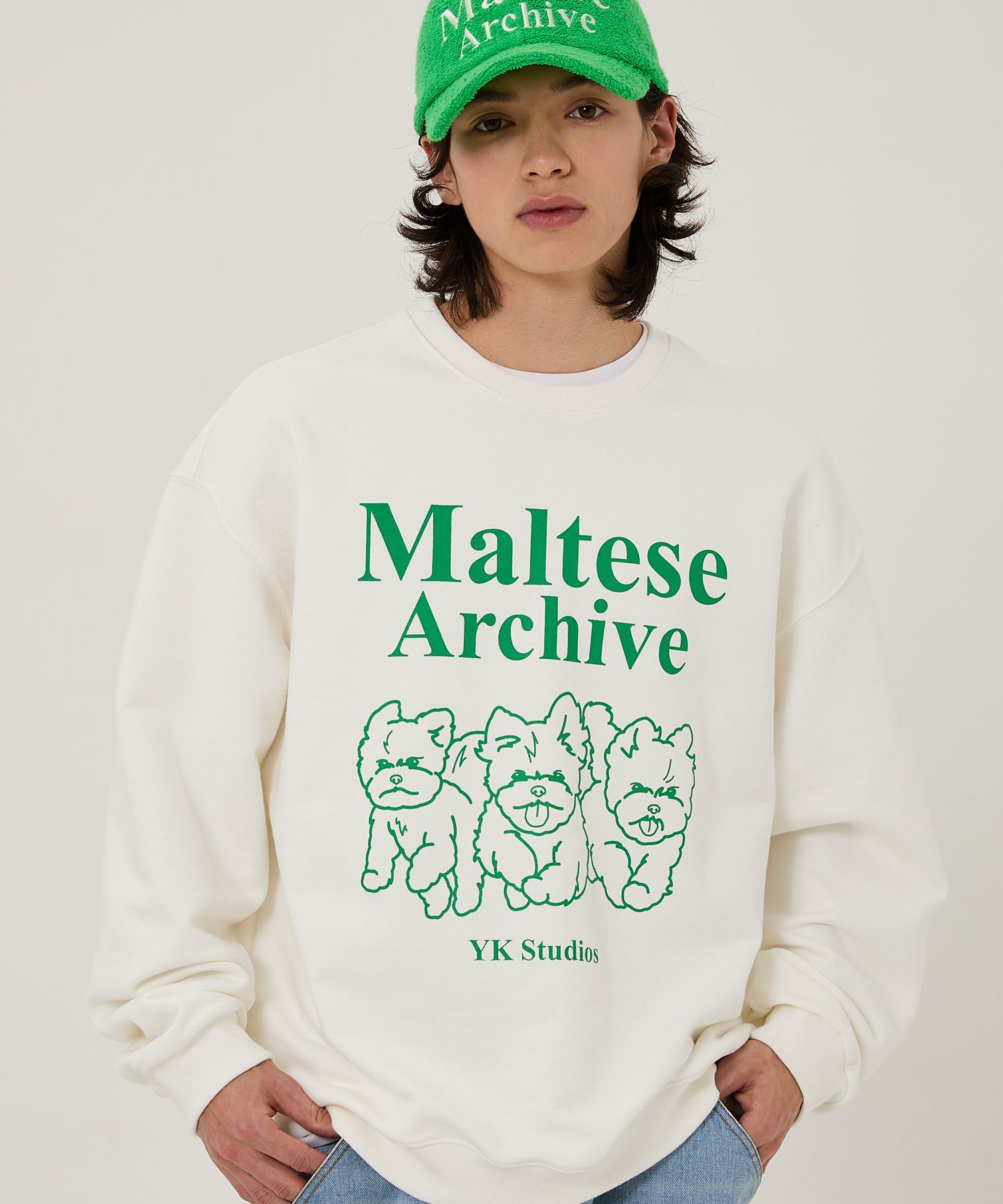 MUSINSA | WAI KEI Maltese Archive Line Graphic Sweatshirt White
