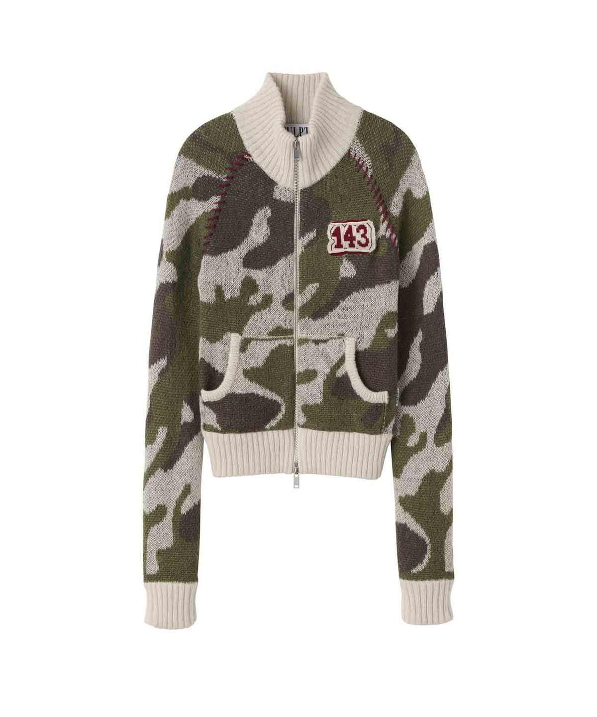 스컬프터(SCULPTOR) Camouflage Mohair Raglan Zip-Up Forest