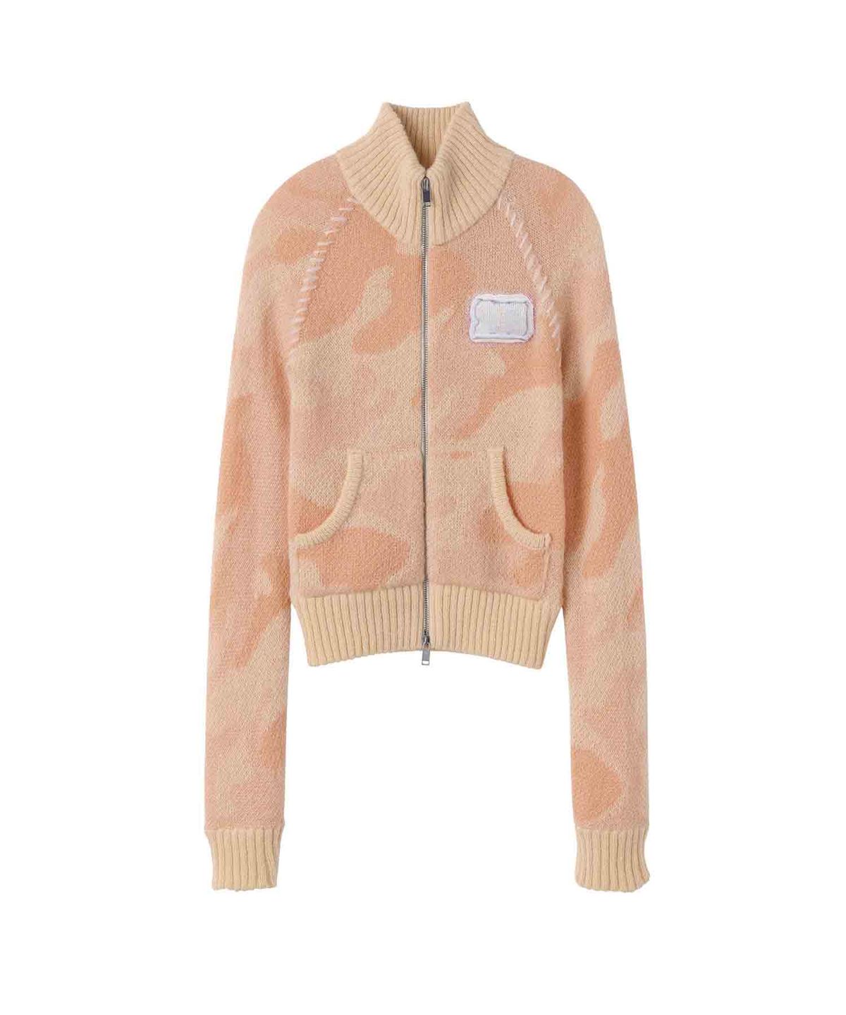 스컬프터(SCULPTOR) Camouflage Mohair Raglan Zip-Up Peach