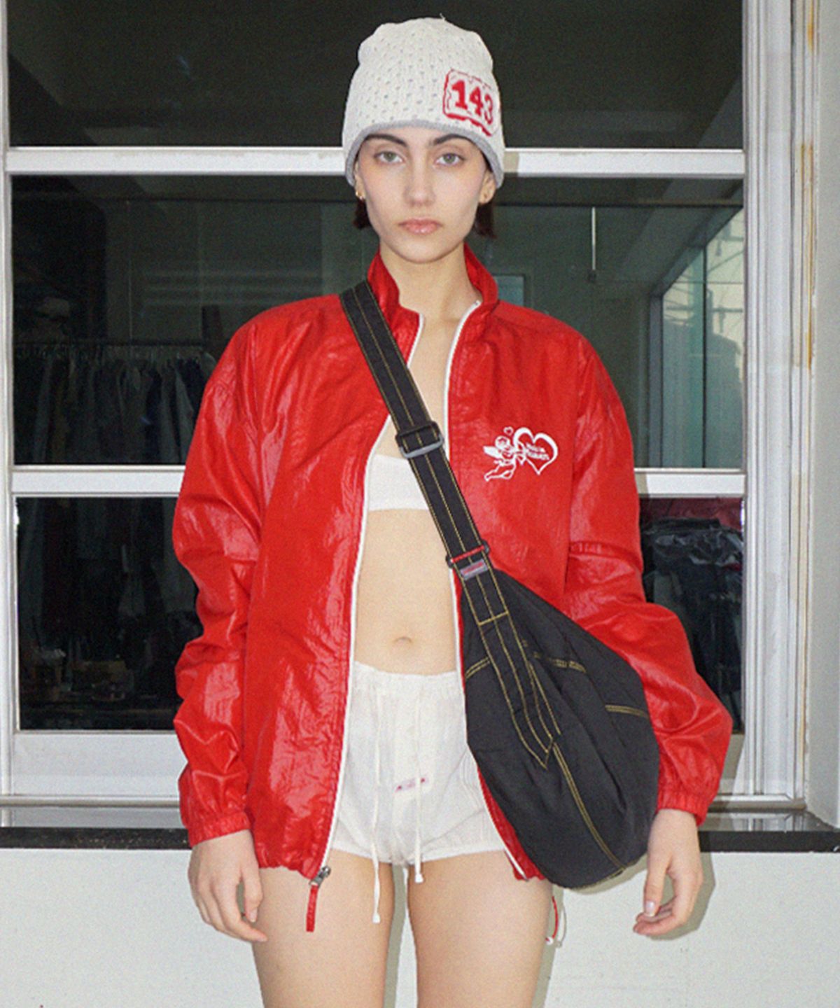 스컬프터(SCULPTOR) Glossy Nylon Jacket Red
