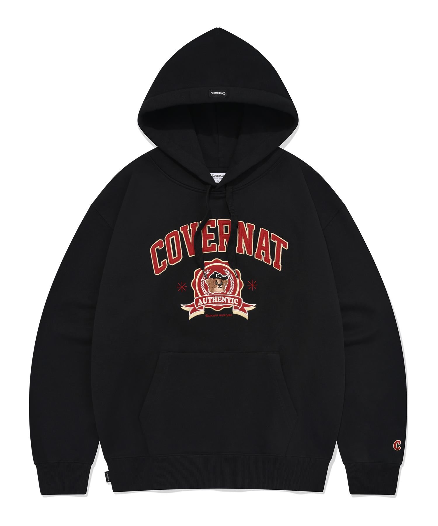 MUSINSA | COVERNAT Border Collie Emblem Hoodie Black