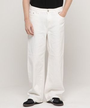 논페이드 베이직 세미 와이드 코튼 데님팬츠[화이트]