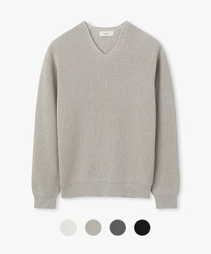 [derek] 헤비 코튼 브이넥 니트 (4COLOR)