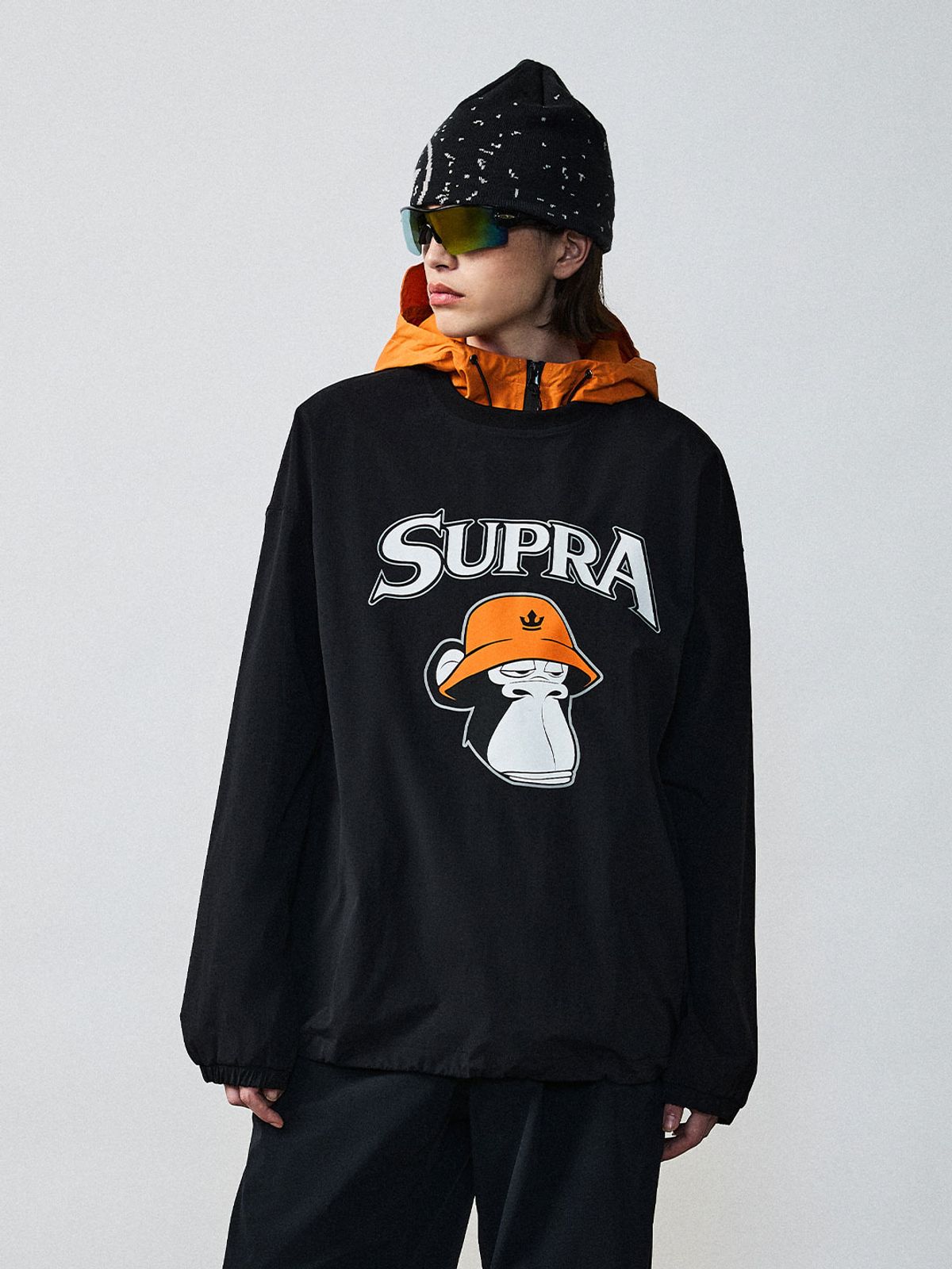 수프라(SUPRA) BAYC 빅그래픽 오버핏 우븐 피스테(BLACK)