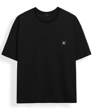 수피마 엠브로이더리 베이직 로고 반팔 티셔츠 [블랙]