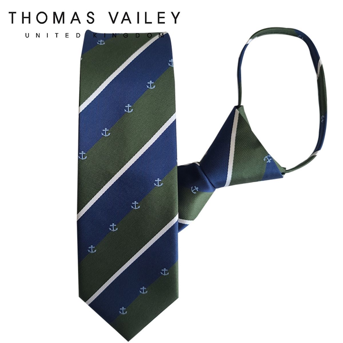 토마스 베일리(THOMAS VAILEY) 자동/지퍼넥타이-앵커 그린 7cm
