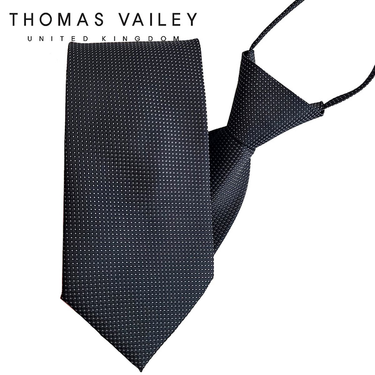 토마스 베일리(THOMAS VAILEY) 자동/지퍼넥타이-땡땡 블랙 8.5cm
