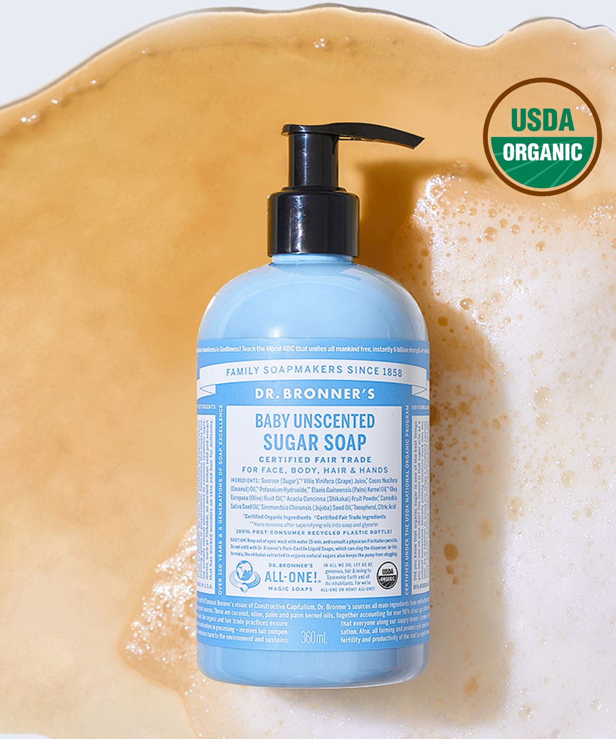 닥터 브로너스(DR.BRONNER'S) [페이스&바디클렌저]베이비 언센티드 슈가솝 360ml