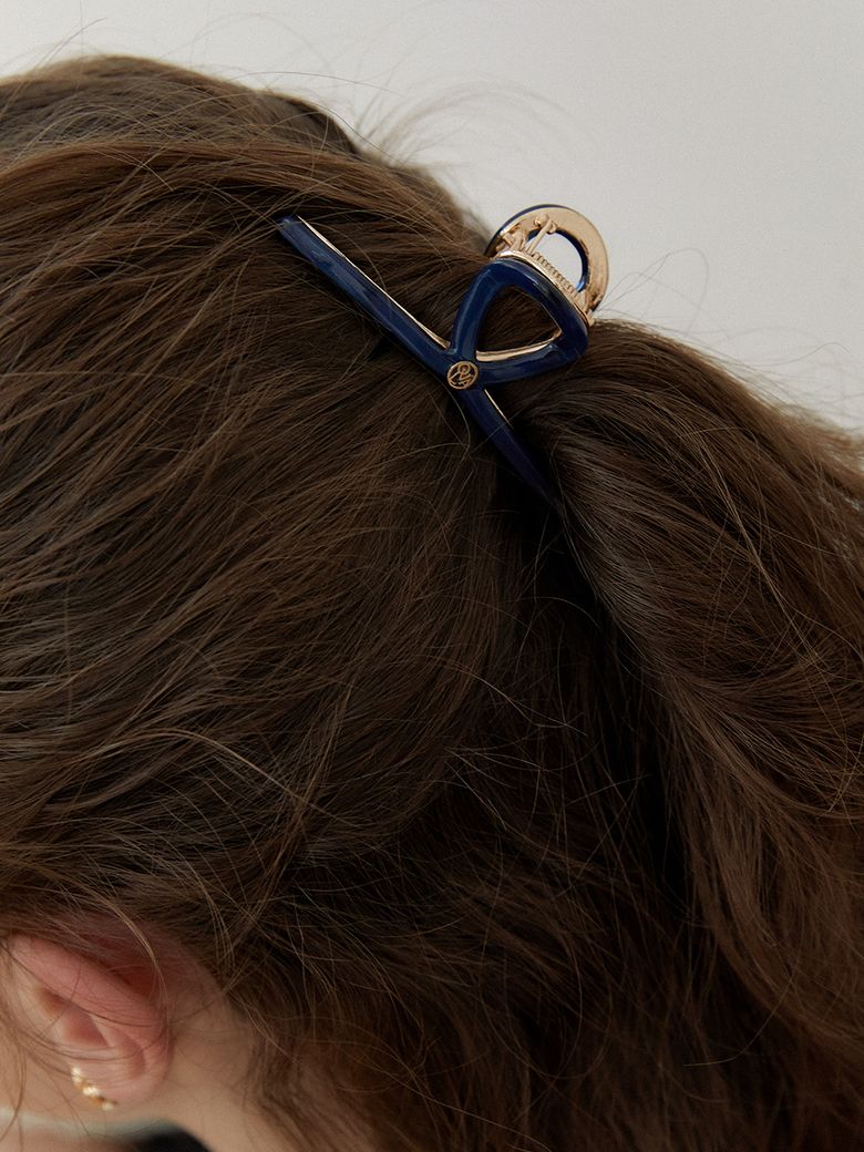 [mini] Twist metal point hair clip_London navy HC033
