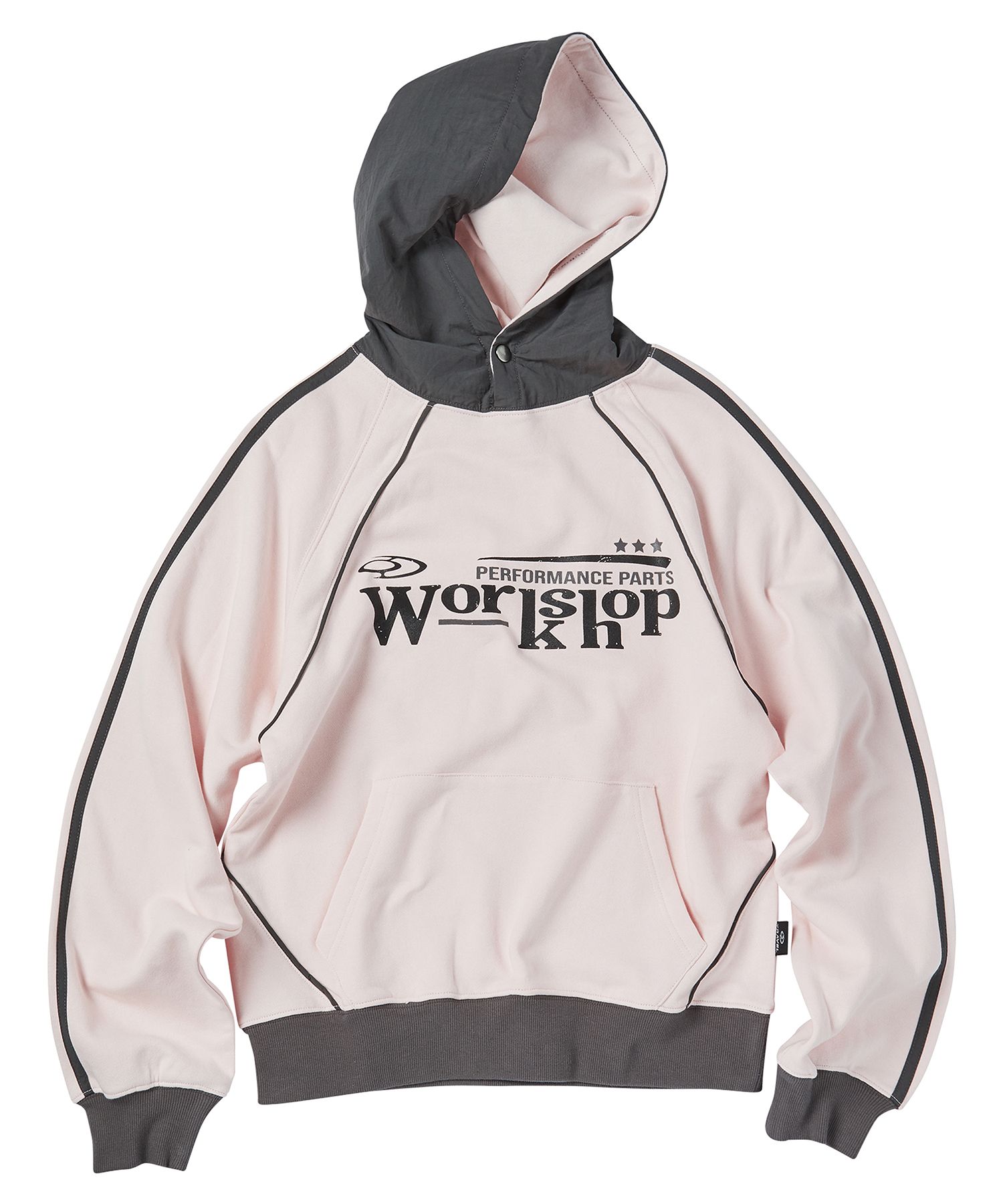 MUSINSA | TRAVEL Workshop Line Raglan Nylon Mix Hoodie Light Pink