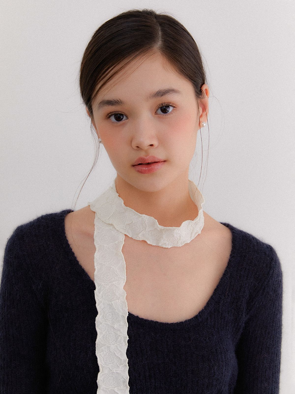오블라(OVLA) dear rose petit pearl point muffler scarf_2color SC001